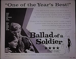 Immagine del venditore per Ballad of a Soldier Lobby Title Card 1955 Vladimir Ivashov, Zhanna Prokhorenko venduto da AcornBooksNH