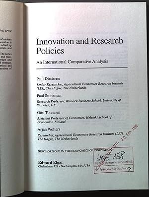 Bild des Verkufers fr Innovation and Research Policies: An International Comparative Analysis New Horizons in the Economics of Innovation zum Verkauf von books4less (Versandantiquariat Petra Gros GmbH & Co. KG)