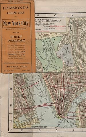 HAMMOND'S GUIDE MAP OF NEW YORK CITY: Manhattan and the Bronx