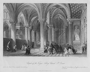 THE CHAPEL OF THE VIRGIN IN THE ABBEY CHURCH OF ST DENIS IN FRANCE,1845 Steel Engraving,Antique F...
