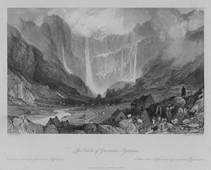 THE CIRCLE OF GAVARNIE IN THE PYRENEES OF FRANCE,1845 Steel Engraving,Antique French Landscape print