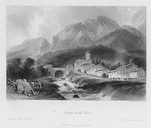 VIEW OF VOIREPPE ON THE ISERE IN FRANCE,1845 Steel Engraving,Antique French Landscape print