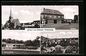 Ansichtskarte Uebach-Palenberg, Bahnhof, Kapelle, Schwimmbad und Ortsansicht