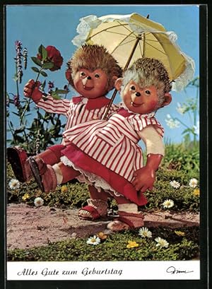 Bild des Verkufers fr Ansichtskarte Meckis Kinder spazieren frhlich durch den Garten, Alles Gute zum Geburtstag! zum Verkauf von Bartko-Reher