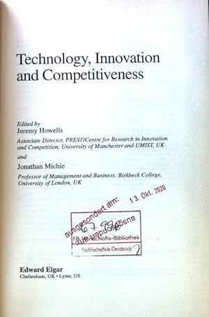 Imagen del vendedor de Technology, Innovation and Competitiveness; a la venta por books4less (Versandantiquariat Petra Gros GmbH & Co. KG)