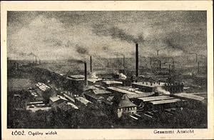 Ansichtskarte / Postkarte Lodz Lodsch Polen, Ogolny widok, Totalansicht, Fabriken