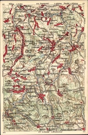 Landkarten Ansichtskarte / Postkarte Wildenfels, Hartenstein, Eibenstock, Aue