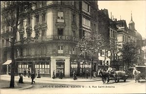 Ansichtskarte / Postkarte Paris XI, Société Générale, Rue Saint Antoine
