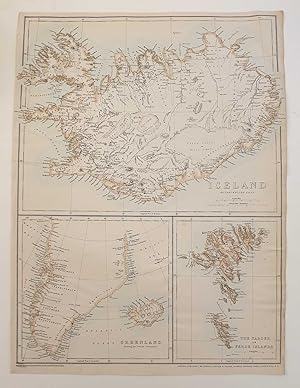 Iceland, Greenaland, Faroe Islands (1863 Map Engraving)