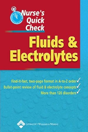 Seller image for Nurse's Quick Check: Fluids and Electrolytes (Nurses Quick Check) for sale by WeBuyBooks