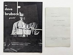 1958 DAVE BRUBECK QUARTET CONCERT PROGRAM **SIGNED** by BAND MEMBERS & MANAGER - Two Items