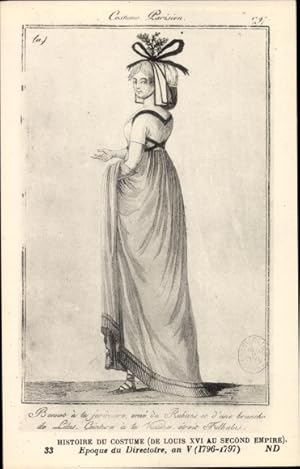 Image du vendeur pour Ansichtskarte / Postkarte Costume Parisien, Histoire du Costume de Louis XVI au Second Empire, Epoque du Directoire mis en vente par akpool GmbH