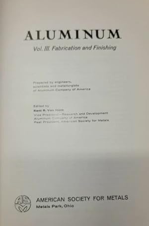 Image du vendeur pour Fabrication and Finishing (v. 3) (Aluminium) mis en vente par buchlando-buchankauf