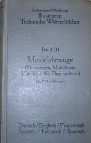 Bild des Verkufers fr Motorfahrzeuge (Motorwagen, Motorboote, Motorluftschiffe, Flugmaschinen). Bearb. von Rudolf Urtel. zum Verkauf von buchlando-buchankauf