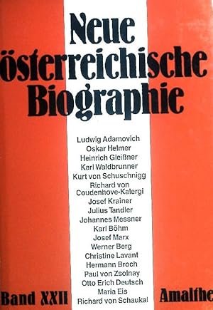 Bild des Verkufers fr Neue sterreichische Biographie ab 1815. sterreichische Lebensbilder zum Verkauf von buchlando-buchankauf