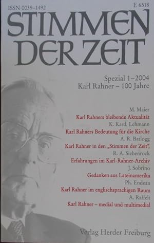 Bild des Verkufers fr Karl Rahner - 100 Jahre: Stimmen der Zeit Spezial zum Verkauf von buchlando-buchankauf