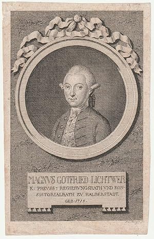 Seller image for Magnus Gotfried Lichtwer. Kupferstich-Portrt von Krger. for sale by Antiquariat Dennis R. Plummer