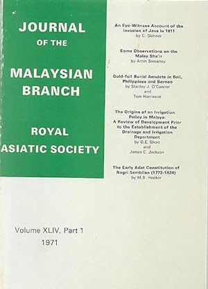 Seller image for Malaysian Branch of the Royal Asiatic Society Journal - Volume XLIV Part 1 1971 for sale by The Penang Bookshelf