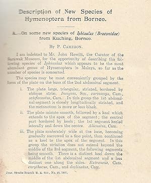 Seller image for Description of New Species of Hymenoptera from Borneo for sale by The Penang Bookshelf