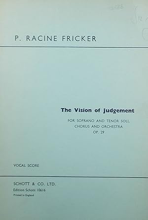 The Vision of Judgement, Op.29, Vocal Score