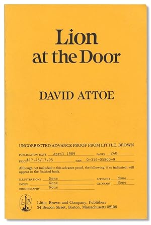 Seller image for Lion at the Door. [Uncorrected Advance Proof] for sale by Ian Brabner, Rare Americana (ABAA)