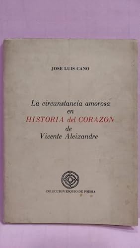 Seller image for LA CIRCUNSTANCIA AMOROSA EN HISTORIA DEL CORAZN DE VICENTE ALEIXANDRE for sale by ABACO LIBROS USADOS