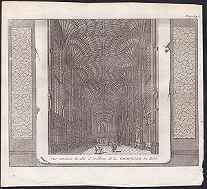 "Vue interieure du cote d'Occident de la Chapelle du Roi." - King's College Chapel Cambridge Univ...