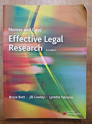 Immagine del venditore per NEMES AND COSS' EFFECTIVE LEGAL RESEARCH: Third Edition venduto da Uncle Peter's Books