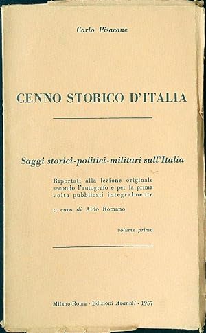 Bild des Verkufers fr Cenno storico d'Italia vol. 1 zum Verkauf von Librodifaccia