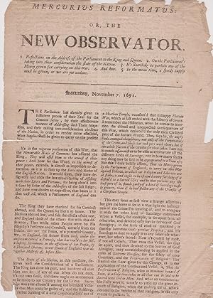 Mercurius Reformatus for Saturday November 7th 1691. [ Number 1, Vol. 5 - the last issue ]