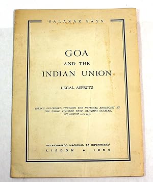 Imagen del vendedor de Goa and the Indian Union: Legal Aspects a la venta por Black Paw Books