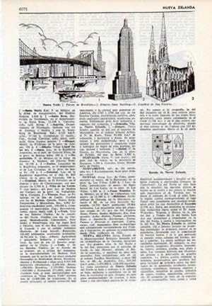 Bild des Verkufers fr LAMINA V12164: Puente de Brooklyn, Empire State y Catedral de San Patricio en Nueva York zum Verkauf von EL BOLETIN