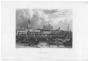 LANDSCAPE VIEW OF COLOGNE WITH CATHEDRAL AND PARLIAMENT BUILDINGS,1870 Steel Engraving,Historical...