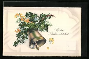 Bild des Verkufers fr Knstler-Ansichtskarte Frohes Weihnachtsfest mit lutender Glocke zum Verkauf von Bartko-Reher