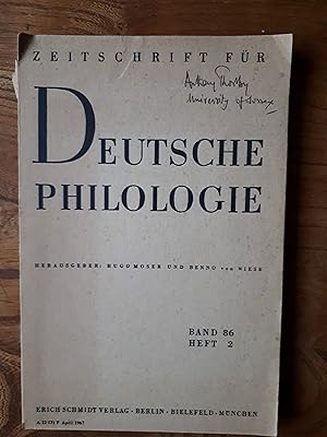 Zeitschrift für deutsche Philologie = Band 86, April 1967, Heft 2 / Zweites Heft. Schwerpunktthem...