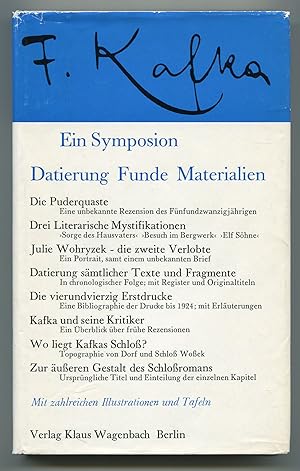 Bild des Verkufers fr Kafka-Symposion zum Verkauf von Between the Covers-Rare Books, Inc. ABAA