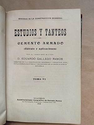 Imagen del vendedor de Estudios y tanteos. Cemento armado (clculo y aplicaciones). a la venta por LIBRERIA ANTICUARIA LUCES DE BOHEMIA