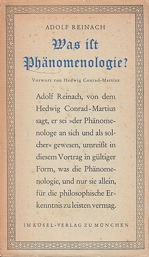 Seller image for Was ist Phnomenologie? for sale by Antiquariat Immanuel, Einzelhandel