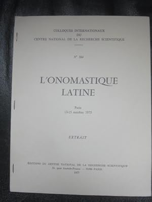 Image du vendeur pour L Anthroponymie Dans La Province Romaine De Dalmatie. (Lnomastique Latine , Extrait) mis en vente par Malota