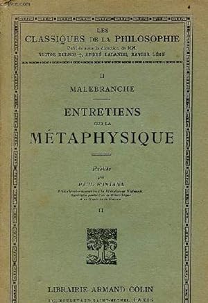 Seller image for Entretiens sur la métaphysique - Tome 2 - Collection les classiques de la philosophie. for sale by Le-Livre
