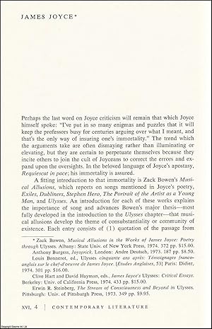 Seller image for James Joyce. An original article from Contemporary Literature, 1975. for sale by Cosmo Books