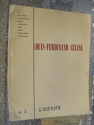 Seller image for Cahiers de l'Herne. No. 3 : Louis-Ferdinand Celine for sale by Stony Hill Books