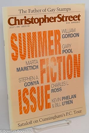 Immagine del venditore per Christopher Street: vol. 14, #26, [states #22] July 7, 1992, whole #182: Summer Fiction Issue venduto da Bolerium Books Inc.