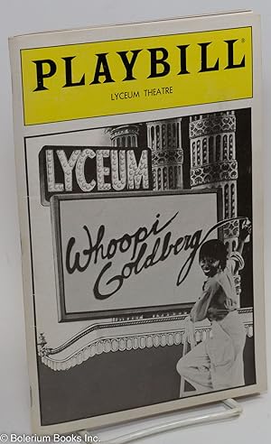 Seller image for Playbill Magazine: Whoopi Goldberg; vol. 3, #3, Dec. 17, 1984: Lyceum Theatre for sale by Bolerium Books Inc.