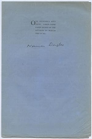 Seller image for Original Printed Eight-Page Gathering, Printed on Blue Paper, consisting of a separate Signed Colophon [only] for South Wind for sale by Between the Covers-Rare Books, Inc. ABAA