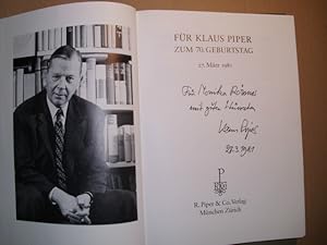 Für Klaus Piper zum 70. Gebürtstag : 27. März 1981. -