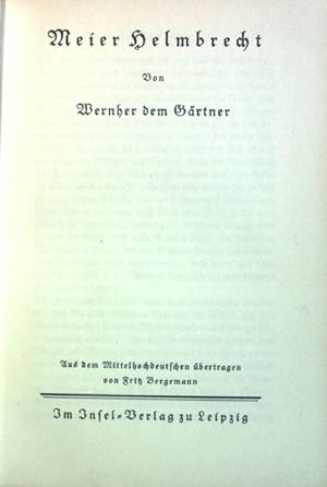 Bild des Verkufers fr Meier Helmbrecht. zum Verkauf von books4less (Versandantiquariat Petra Gros GmbH & Co. KG)