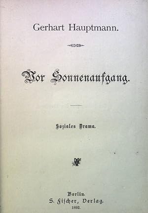 Seller image for Vor Sonnenaufgang : Soziales Drama. for sale by books4less (Versandantiquariat Petra Gros GmbH & Co. KG)