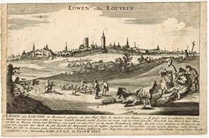 Löwen oder Louvein. Kupferstich von Bodenehr um 1740. Mit 6 Zeilen deutschem Text.