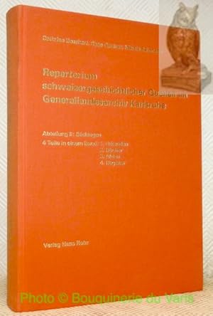 Seller image for Repertorium schweizergeschichtlicher Quellen im Generallandesarchiv Karlsruhe. Abteilung II: Sckingen. 4 Teile in einem Band: 1. Urkungen. 2. Bcher. 3. Akten. 4. Register. for sale by Bouquinerie du Varis